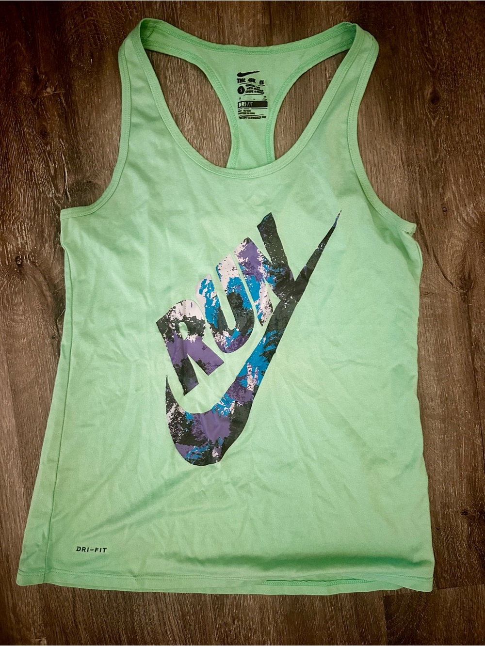 Nike Mint Green Dri-Fit Racerback Tank with Multicolor Logo